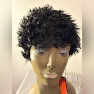 MIZ Short Cut Wig in Black Feathered Ends